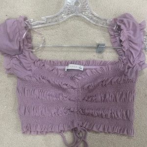 Size Small Purple Shirred Puff Sleeve Croptop